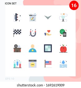Mobile Interface Flat Color Set of 16 Pictograms of mark; pharmacy; arrow; medicine; fitness Editable Pack of Creative Vector Design Elements