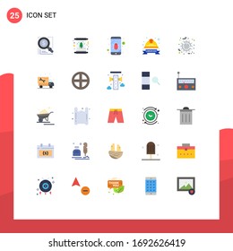 Mobile Interface Flat Color Set of 25 Pictograms of helmet; hard; tree; cap; security Editable Vector Design Elements