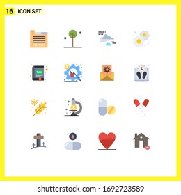 Mobile Interface Flat Color Set of 16 Pictograms of book; app; paper plane; fast; cookies Editable Pack of Creative Vector Design Elements