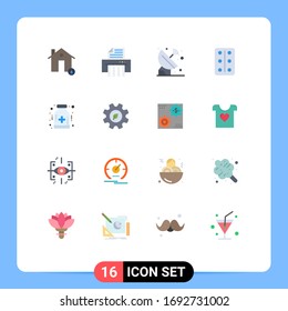 Mobile Interface Flat Color Set of 16 Pictograms of drug; tablets; satellite; remedy; space Editable Pack of Creative Vector Design Elements