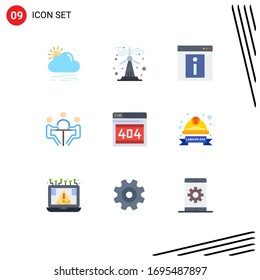 Mobile Interface Flat Color Set of 9 Pictograms of seo; discussion; info; conference; business Editable Vector Design Elements