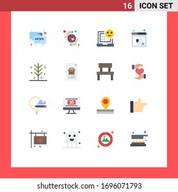 Mobile Interface Flat Color Set of 16 Pictograms of website; plugin; bad; internet; error Editable Pack of Creative Vector Design Elements