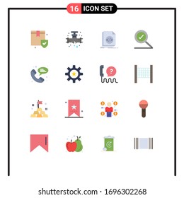 Mobile Interface Flat Color Set of 16 Pictograms of phone; search; code; found; script Editable Pack of Creative Vector Design Elements