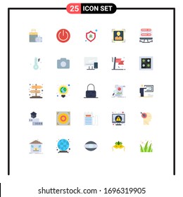 Mobile Interface Flat Color Set of 25 Pictograms of monitor; id; ui; user id; disease Editable Vector Design Elements