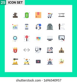Mobile Interface Flat Color Set of 25 Pictograms of shopping; full; deliver; cart; product Editable Vector Design Elements