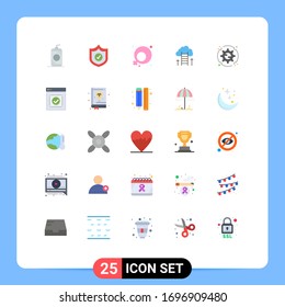 Mobile Interface Flat Color Set of 25 Pictograms of setup; preferences; gender; focus; dream Editable Vector Design Elements