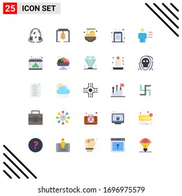 Mobile Interface Flat Color Set of 25 Pictograms of body; analytics; pasta; pin code; mobile Editable Vector Design Elements
