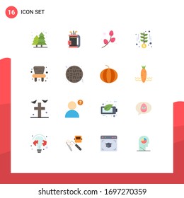 Mobile Interface Flat Color Set of 16 Pictograms of baby; startup; stick; investment; holiday Editable Pack of Creative Vector Design Elements