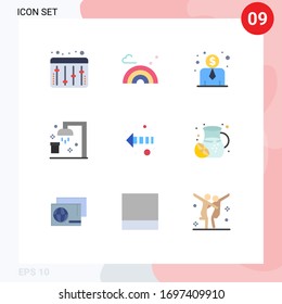 Mobile Interface Flat Color Set of 9 Pictograms of summer; left; employee salary; direction; sport Editable Vector Design Elements