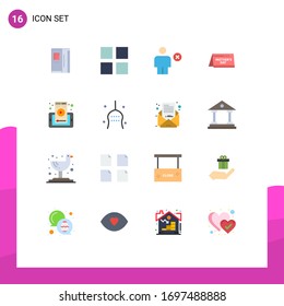 Mobile Interface Flat Color Set of 16 Pictograms of mobile; time; body; date; calendar Editable Pack of Creative Vector Design Elements