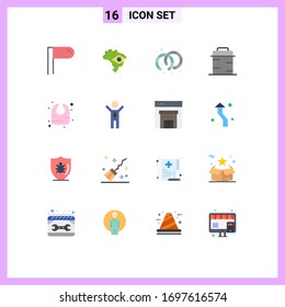 Mobile Interface Flat Color Set of 16 Pictograms of success; achievement; pan; infant; baby Editable Pack of Creative Vector Design Elements