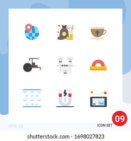 Mobile Interface Flat Color Set of 9 Pictograms of internet; vehicles; tea; transportation; china Editable Vector Design Elements