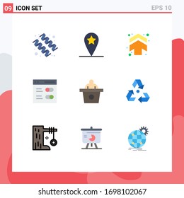 Mobile Interface Flat Color Set of 9 Pictograms of speech; conference; arrows; user; interface Editable Vector Design Elements