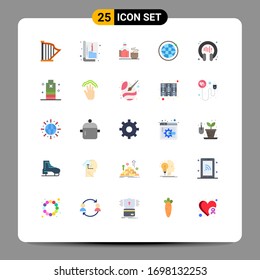 Mobile Interface Flat Color Set of 25 Pictograms of conversation; world; template; internet; hotel Editable Vector Design Elements