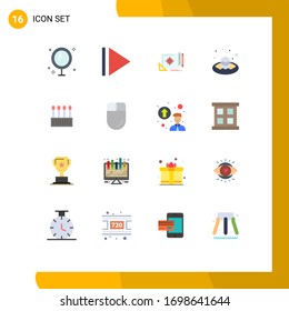 Mobile Interface Flat Color Set of 16 Pictograms of cosmetic; beauty; file target; islamic; plate Editable Pack of Creative Vector Design Elements