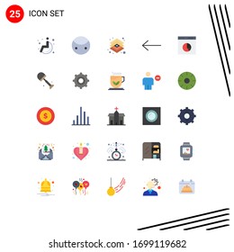 Mobile Interface Flat Color Set of 25 Pictograms of rate; diagram; design; commerce; arrow Editable Vector Design Elements