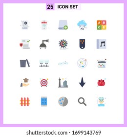 Mobile Interface Flat Color Set of 25 Pictograms of diet; data; computers; email; cloud Editable Vector Design Elements