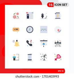 Mobile Interface Flat Color Set of 16 Pictograms of hobbies; hotel; design; machine; boiler Editable Pack of Creative Vector Design Elements