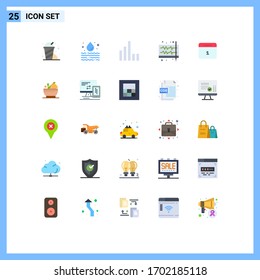 Mobile Interface Flat Color Set von 25 Piktogramm pro Monat; Kalander, Telefon; Welle, Design-Elemente für Vektorillustrationen mit klanglicher Bearbeitbarkeit