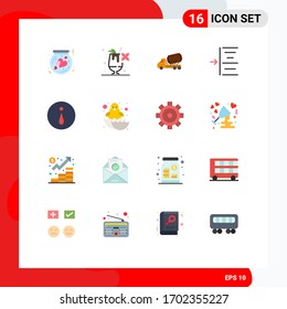 Mobile Interface Flat Color Set of 16 Pictograms of circle; left; drink; indent; vehicle Editable Pack of Creative Vector Design Elements