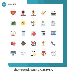 Mobile Interface Flat Color Set of 25 Pictograms of mind; human; cold; chart; sweet Editable Vector Design Elements