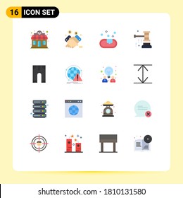 Mobile Interface Flat Color Set of 16 Pictograms of baby; sale; selling; hammer; auction Editable Pack of Creative Vector Design Elements