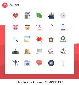 Mobile Interface Flat Color Set of 25 Pictograms of vegetable; apple; spa; school; book Editable Vector Design Elements
