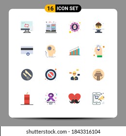 Mobile Interface Flat Color Set of 16 Pictograms of payment; finance; holidays; cake; sweet Editable Pack of Creative Vector Design Elements