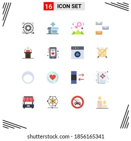 Mobile Interface Flat Color Set of 16 Pictograms of envelope; contact us; product; contact; success Editable Pack of Creative Vector Design Elements