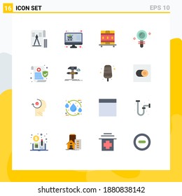 Mobile Interface Flat Color Set of 16 Pictograms of medical; find; display; lab; studies Editable Pack of Creative Vector Design Elements