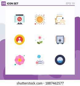 Mobile Interface Flat Color Set of 9 Pictograms of world; people; and; global; road Editable Vector Design Elements