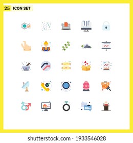 Mobile Interface Flat Color Set of 25 Pictograms of web; resume; celebrate; online; business Editable Vector Design Elements