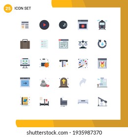 Mobile Interface Flat Color Set of 25 Pictograms of media; web; ux; page; medicine Editable Vector Design Elements