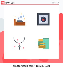 Mobile Interface Flat Icon Set of 4 Pictograms of night; holiday; box; cross; advertising Editable Vector Design Elements