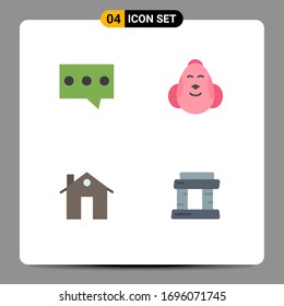 Mobile Interface Flat Icon Set of 4 Pictograms of bubble; apartment; egg; baby; buildings Editable Vector Design Elements