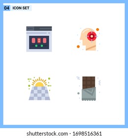 Mobile Interface Flat Icon Set of 4 Pictograms of browser; success; web; head; eco Editable Vector Design Elements