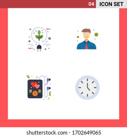 Mobile Interface Flat Icon Set of 4 Pictograms of bio; party; green; office; furniture Editable Vector Design Elements