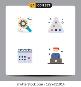 Mobile Interface Flat Icon Set of 4 Pictograms of customize; calendar; setting; rack; celebration Editable Vector Design Elements