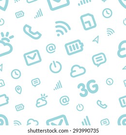 Mobile Interface Icon Pattern. Blue vector background