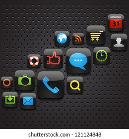 Mobile interface icons abstract background