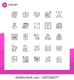 Mobile Interface Line Set of 25 Pictograms of construction; base; report; recycle; environment Editable Vector Design Elements