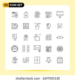 Mobile Interface Line Set of 25 Pictograms of gas; diesel; star; biodiesel; taxi Editable Vector Design Elements