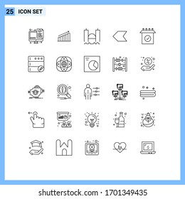 Mobile Interface Line Set of 25 Pictograms of pointer; river; graph; industrial; cross Editable Vector Design Elements