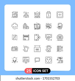 Mobile Interface Line Set of 25 Pictograms of clover; new; people; increase; add Editable Vector Design Elements