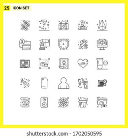 Mobile Interface Line Set of 25 Pictograms of shape; geometry; kit; development; wall Editable Vector Design Elements