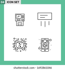 Mobile Interface Line Set of 4 Pictograms of atm; conditioner; cashpoint; machine; home Editable Vector Design Elements