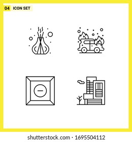 Mobile Interface Line Set of 4 Pictograms of incense; product; sticks; firefighter; building Editable Vector Design Elements