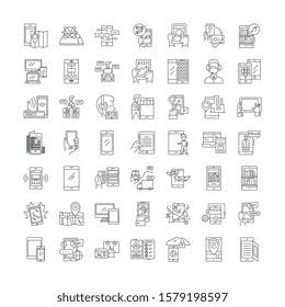 Mobile interface linear icons, signs, symbols vector line illustration set