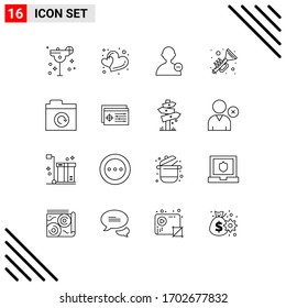 Mobile Interface Outline Set of 16 Pictograms of restore; folder; basic; music; ireland Editable Vector Design Elements