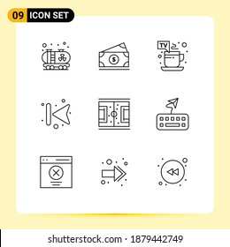 Mobiles Interface - Rahmenset mit 9 Piktogramm Spielplatz; Fußball; heiß; links; vorwärts bearbeitete Vectordesign-Elemente